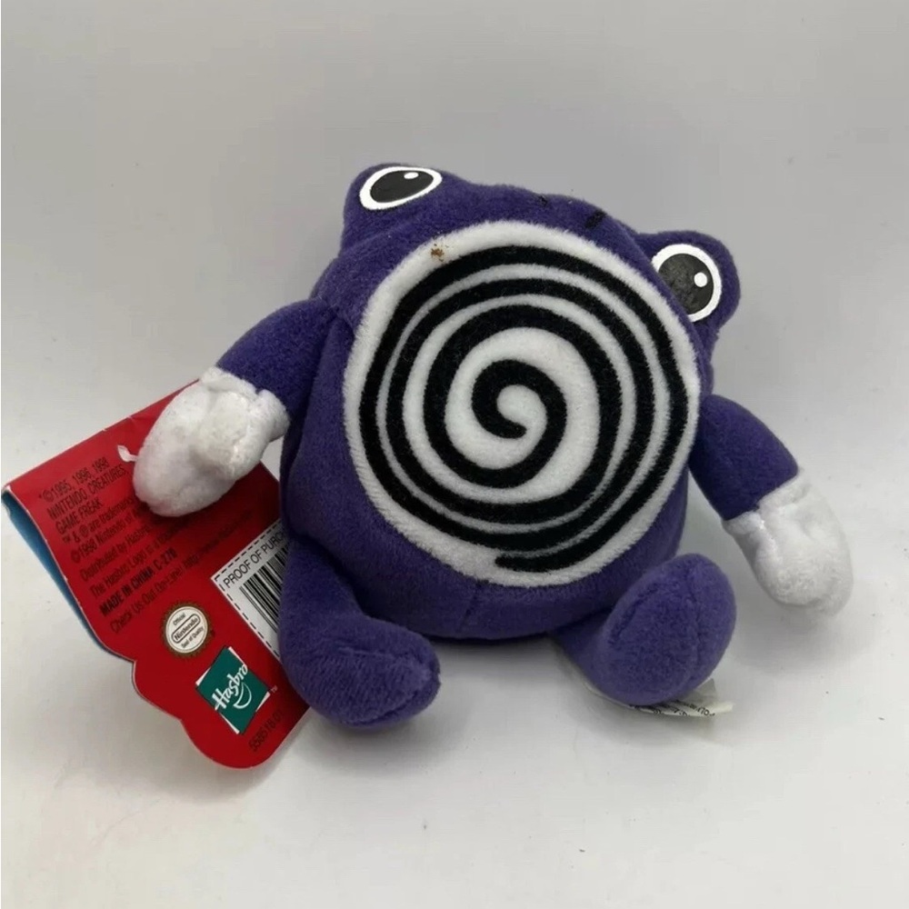 Vintage Pokemon Hasbro POLIWHIRL Plush #61 1998 Bean Bag Series 1 With Tags